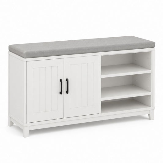 Meuble à chaussures avec banc blanc en MDF 100 x 35 x 50 cm
