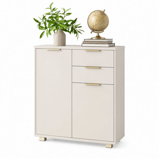 Buffet de rangement blanc en panneaux MDF rectangulaire 100 x 40 x 90 cm