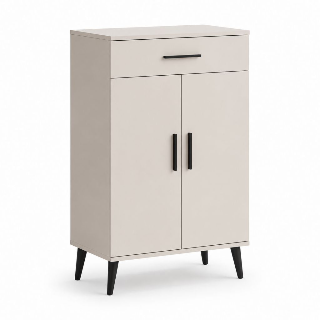Buffet de rangement rectangulaire beige en panneaux de particules 80 x 40 x 120 cm