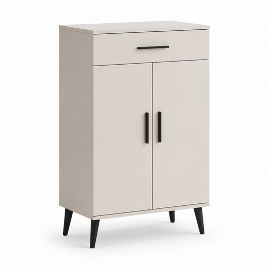 Buffet de rangement rectangulaire beige en panneaux de particules 80 x 40 x 120 cm